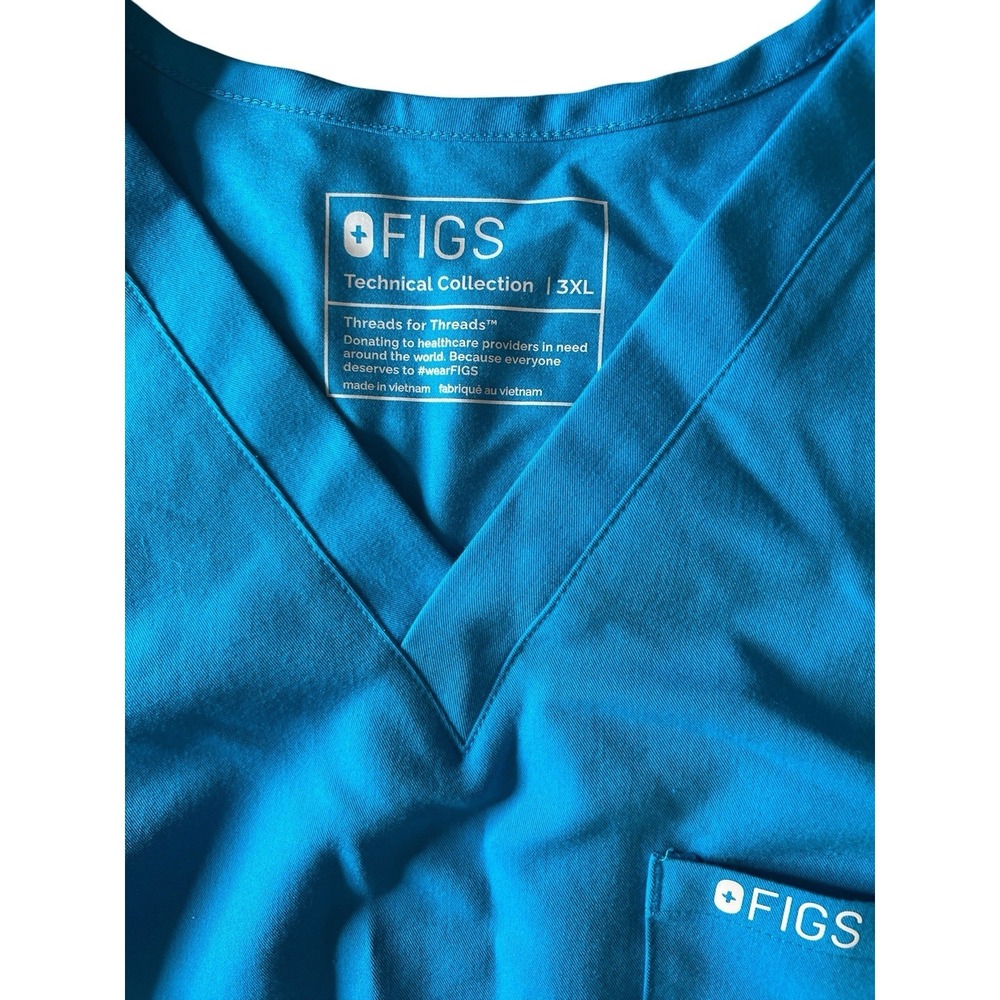 FIGS Teal Scrub Top 3XL Technical Collection V-Neck Pocket - Picture 4 of 6